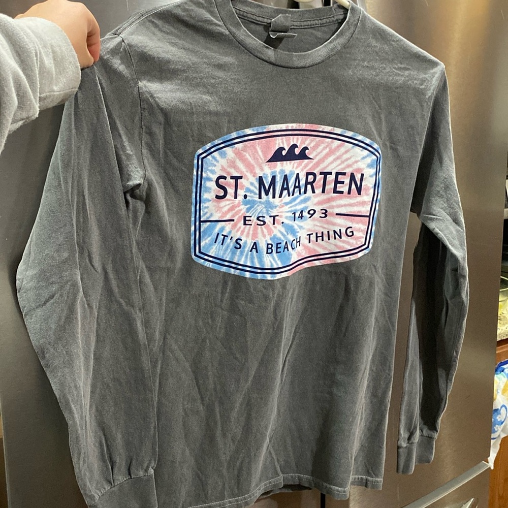 St. Marteen, It’s A Beach Thing Gray Long Sleeve T-Shirt Size Small